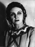 Tugomer - Mira Danilova kot Zorislava - Fran Levstik, Bratko Kreft: Tugomer. SNG Drama Ljubljana, 25. 10. 1947. 
Fotografija je last: SLOGI (SGM).
Neg.: S.LXI, 30; sig. 1646