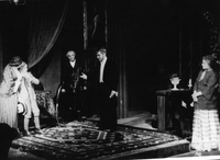 Stebri družbe - Kralj, Ukmar, Gregorin, Skrbinšek, Danilova - Henrik Ibsen: Stebri družbe - IV. dej. SNG Drama Ljubljana, 10. 6. 1951.
Fotografija je last: SLOGI (SGM).
Neg.: S:LX, 28; sig. 1731