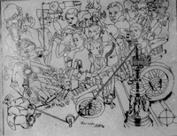 Homo mensura  - Karikatura maturantov-sošolcev mariborske realke 1927/28.
Avtor karikature: Zoran Didek.
Litografija s podpisom, datirana 10. IX. 1973.

Zadaj trinajst originalnih podpisov, desno spodaj 