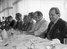 Razstava Goldoni na slovenskem odru - Otvoritev razstave: Mestna galerija Portorož, september 1972. Skrajno desno: Marin, Kumbatovič.
